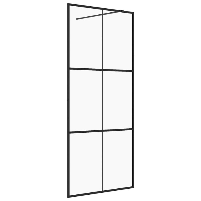 Parete per Doccia Walk-in Vetro Trasparente ESG 90x195 cm Nera cod mxl 39301