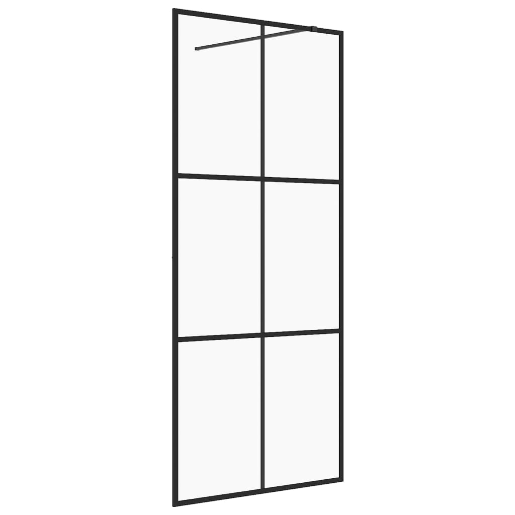 Parete per Doccia Walk-in Vetro Trasparente ESG 115x195cm Nera