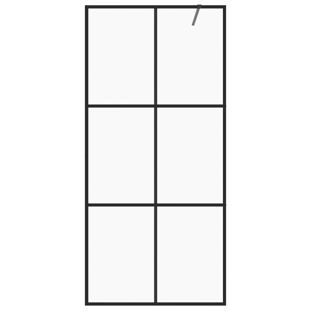 Parete per Doccia Walk-in Vetro Trasparente ESG 115x195cm Nera