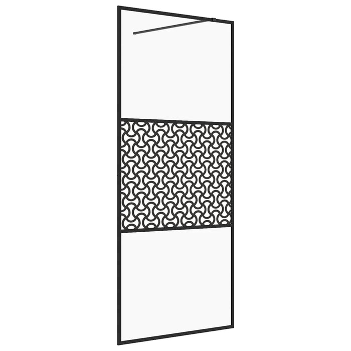 Parete per Doccia Walk-in Vetro Trasparente ESG 80x195 cm Nera 151028