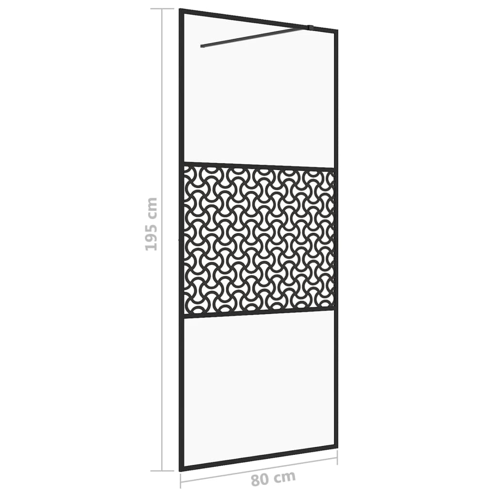 Parete per Doccia Walk-in Vetro Trasparente ESG 80x195 cm Nera 151028