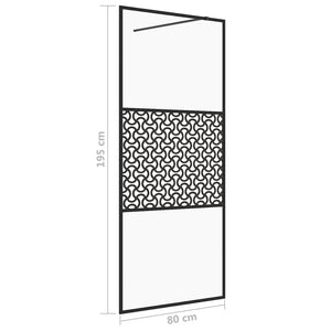 Parete per Doccia Walk-in Vetro Trasparente ESG 80x195 cm Nera 151028