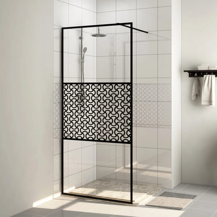 Parete per Doccia Walk-in Vetro Trasparente ESG 80x195 cm Nera 151028