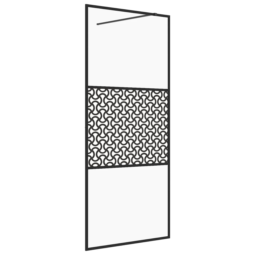 Parete per Doccia Walk-in Vetro Trasparente ESG 90x195 cm Nera cod mxl 39230