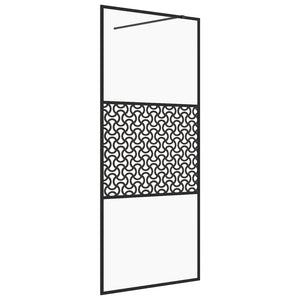 Parete per Doccia Walk-in Vetro Trasparente ESG 90x195 cm Nera 151029