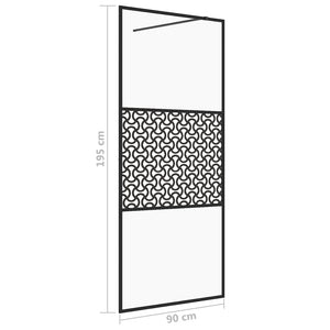 Parete per Doccia Walk-in Vetro Trasparente ESG 90x195 cm Nera 151029