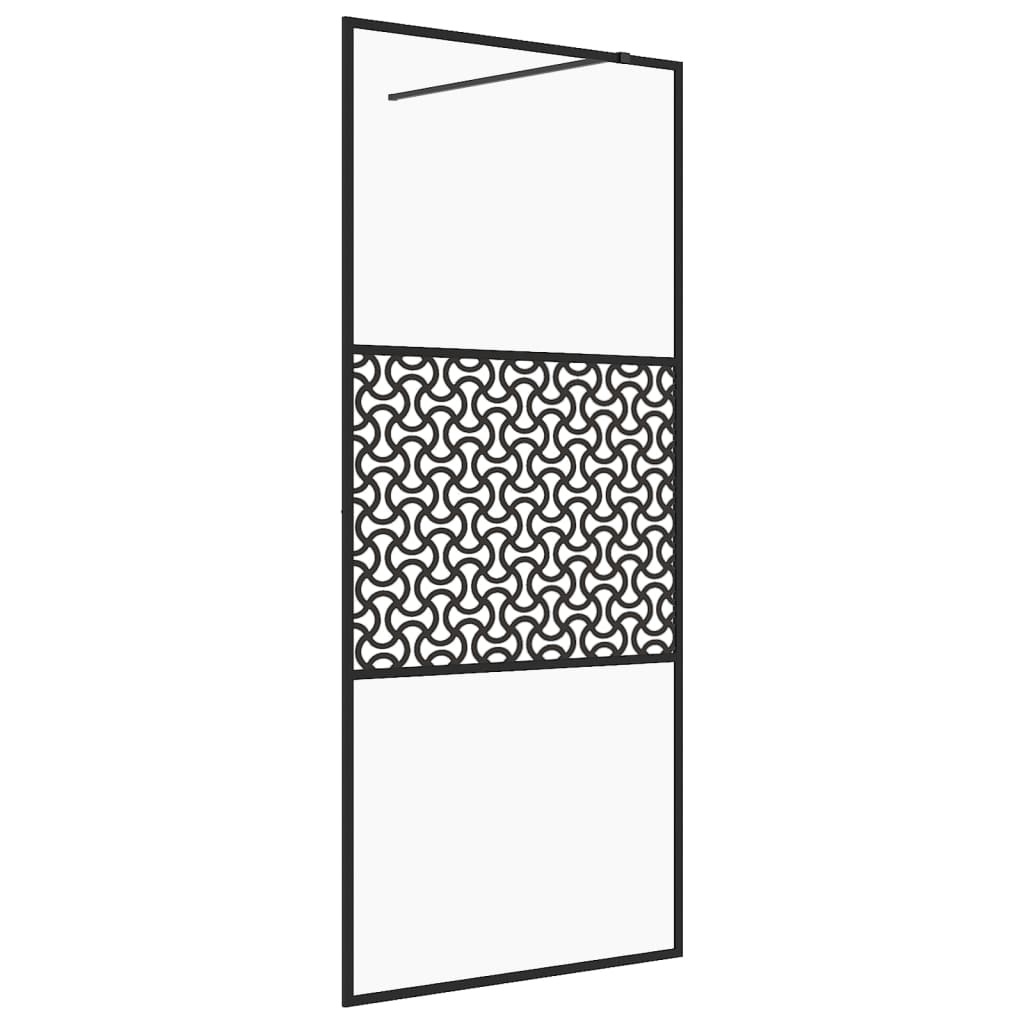 Parete per Doccia Walk-in Vetro Trasparente ESG 100x195cm Nera cod mxl 48713