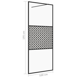 Parete per Doccia Walk-in Vetro Trasparente ESG 100x195cm Nera cod mxl 48713