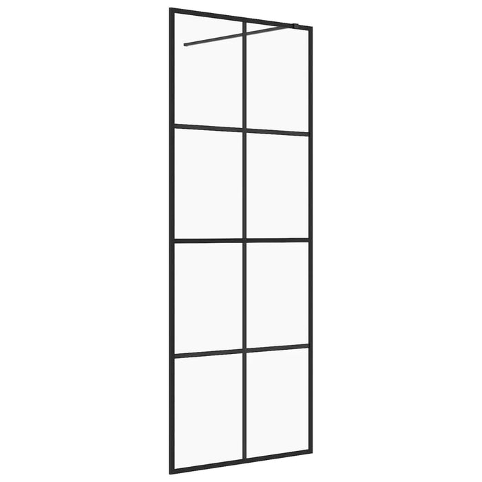 Parete per Doccia Walk-in Vetro Trasparente ESG 80x195 cm Nera cod mxl 48643