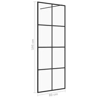 Parete per Doccia Walk-in Vetro Trasparente ESG 80x195 cm Nera cod mxl 48643