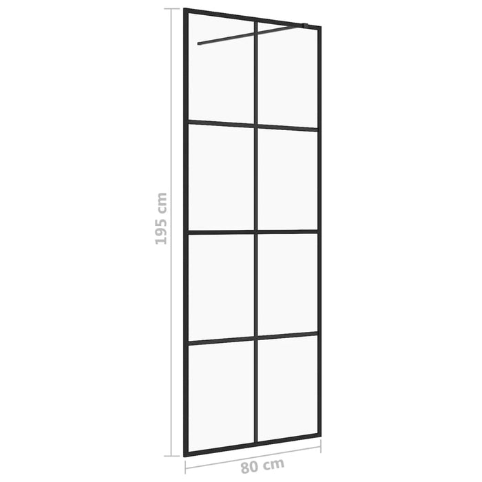 Parete per Doccia Walk-in Vetro Trasparente ESG 80x195 cm Nera cod mxl 48643