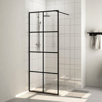 Parete per Doccia Walk-in Vetro Trasparente ESG 80x195 cm Nera 151033