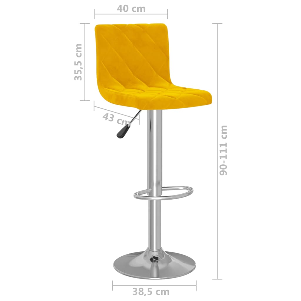 Sgabelli da Bar 2 pz Giallo Senape in Velluto cod mxl 57304