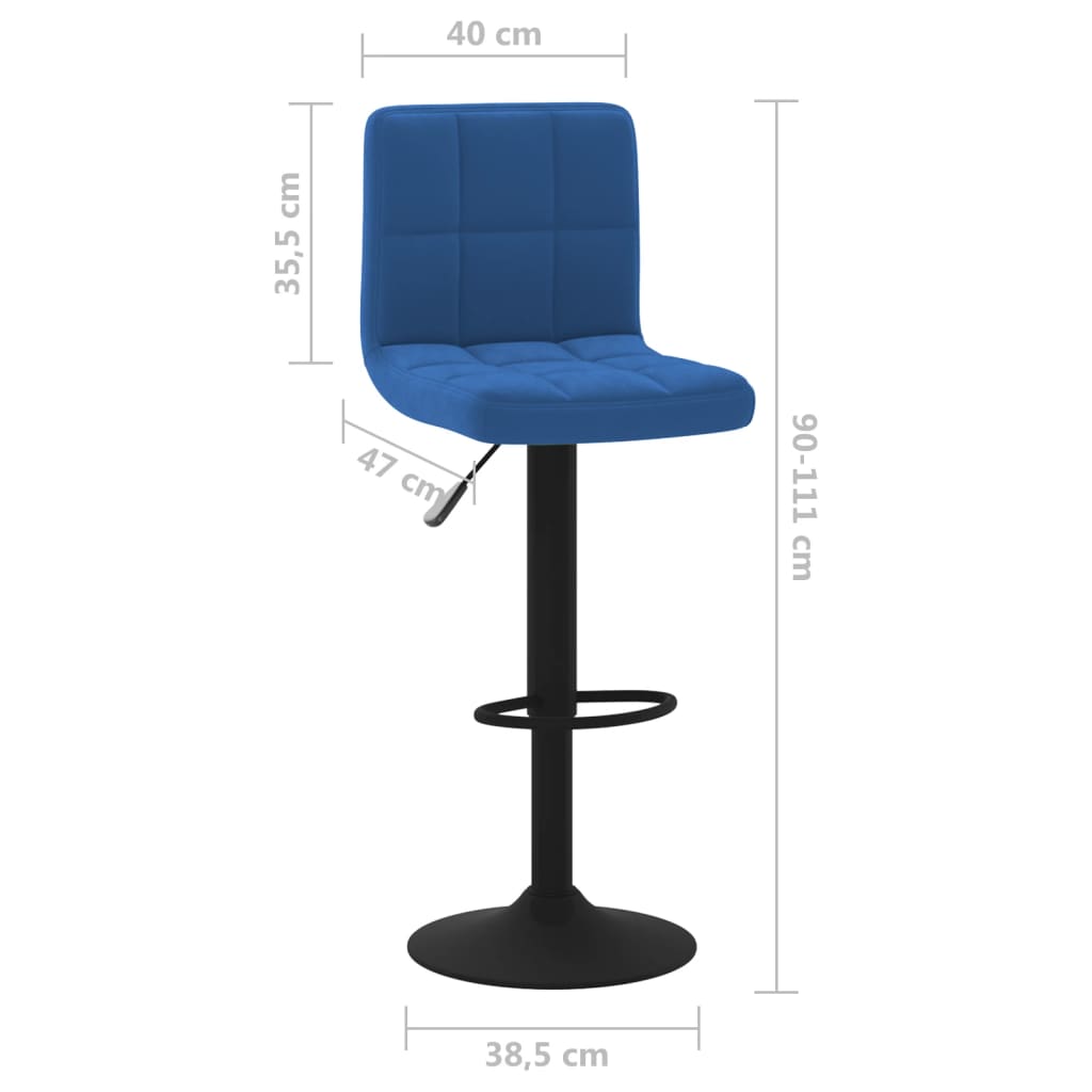 Sgabelli da Bar 2 pz Blu in Velluto cod mxl 55003