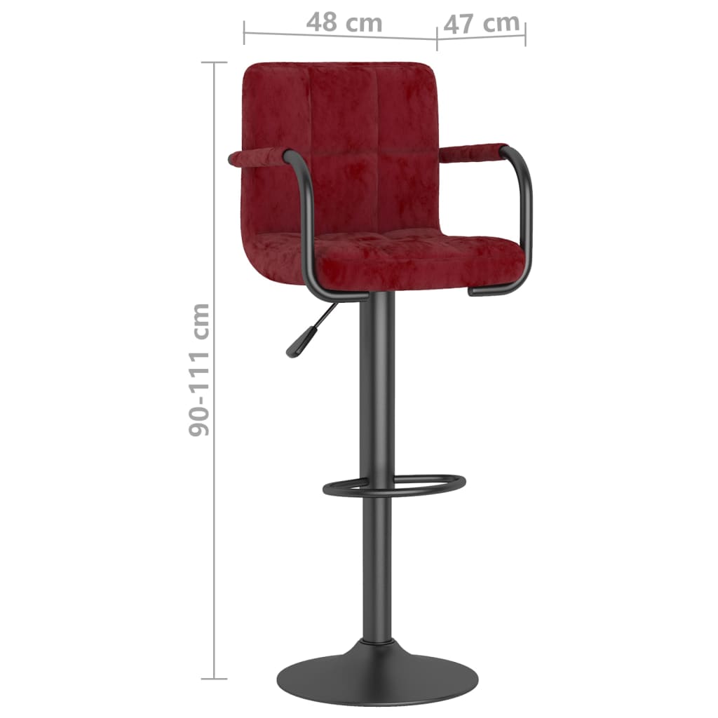 Sgabelli da Bar 2 pz Rosso Vino in Velluto cod mxl 62892