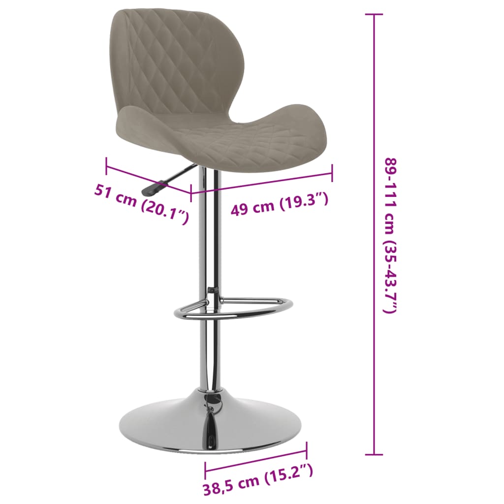 Sgabelli da Bar 2 pz Grigio Chiaro in Velluto 334911