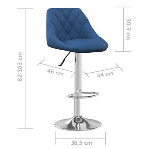 Sgabelli da Bar 2 pz Blu in Velluto 335309