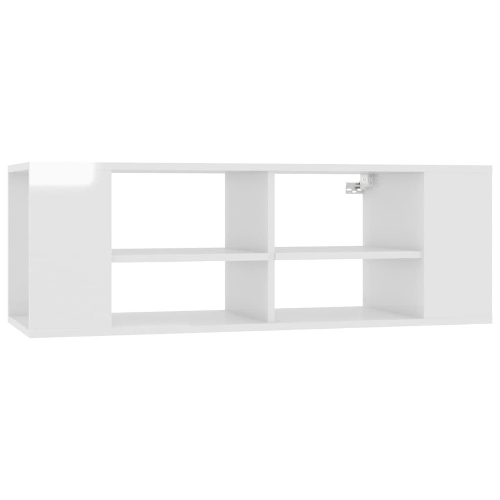 Armadietto TV da Parete Bianco Lucido 102x35x35cm in Truciolato cod mxl 7901