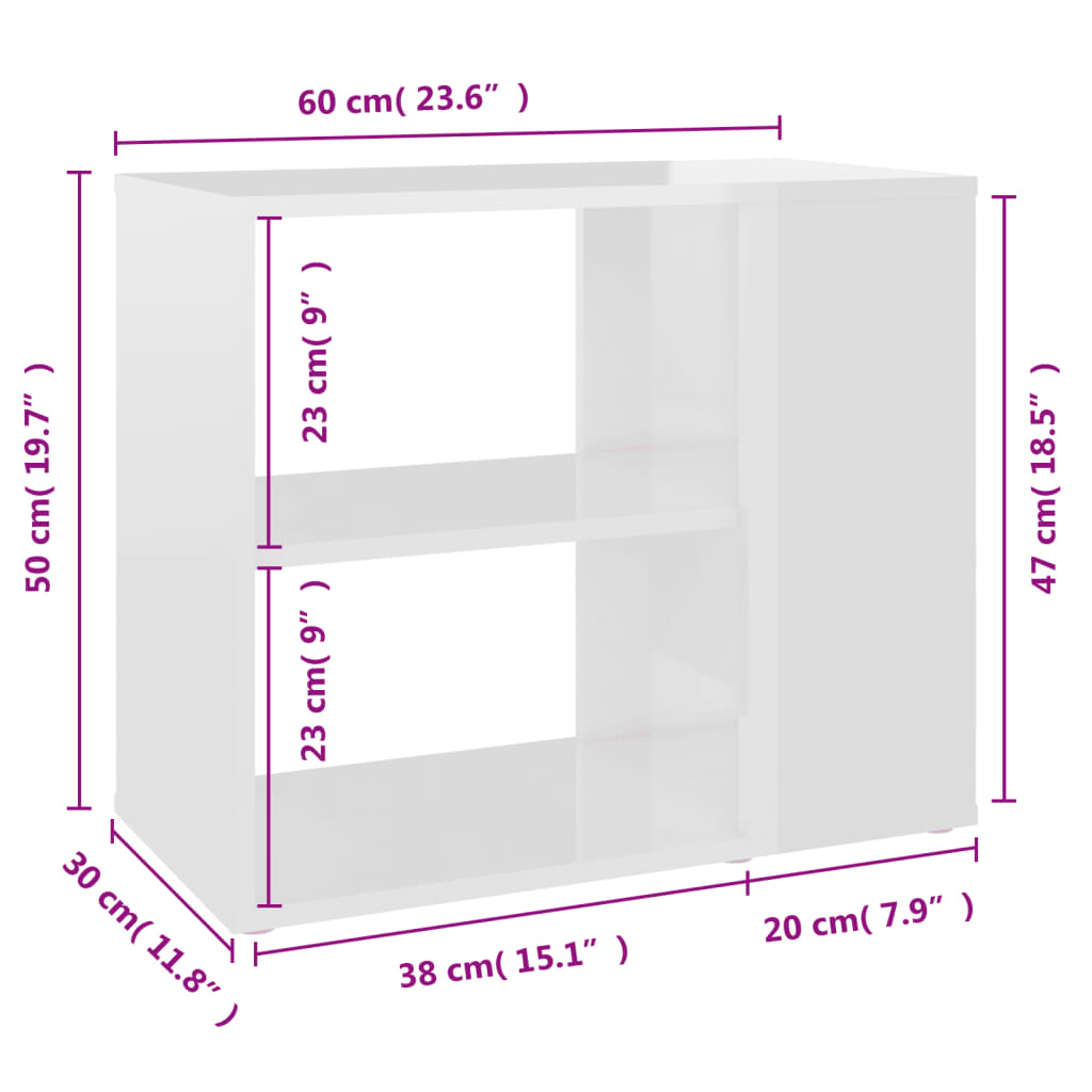 Credenza Bianco Lucido 60x30x50 cm in Truciolato cod mxl 15042