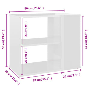 Credenza Bianco Lucido 60x30x50 cm in Truciolato cod mxl 15042