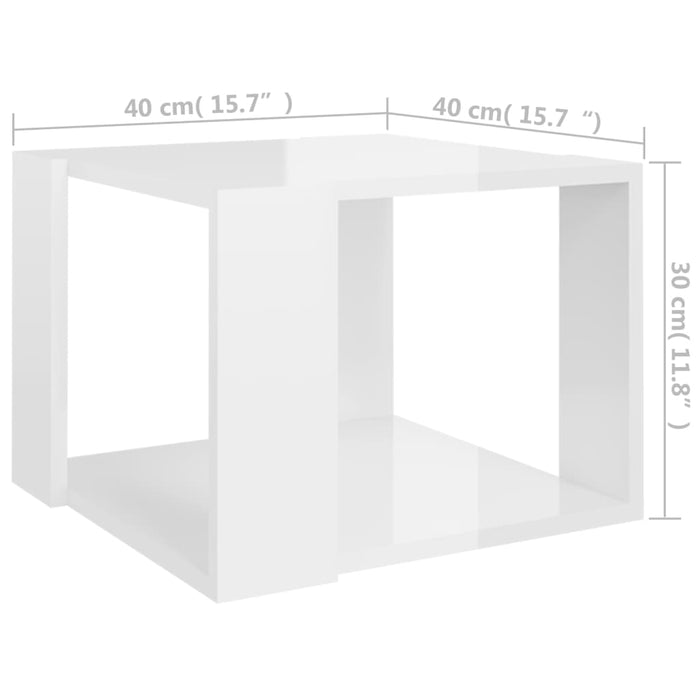 Tavolino da Salotto Bianco Lucido 40x40x30 cm Legno Multistrato cod mxl 14799