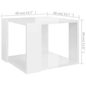 Tavolino da Salotto Bianco Lucido 40x40x30 cm Legno Multistrato 806316