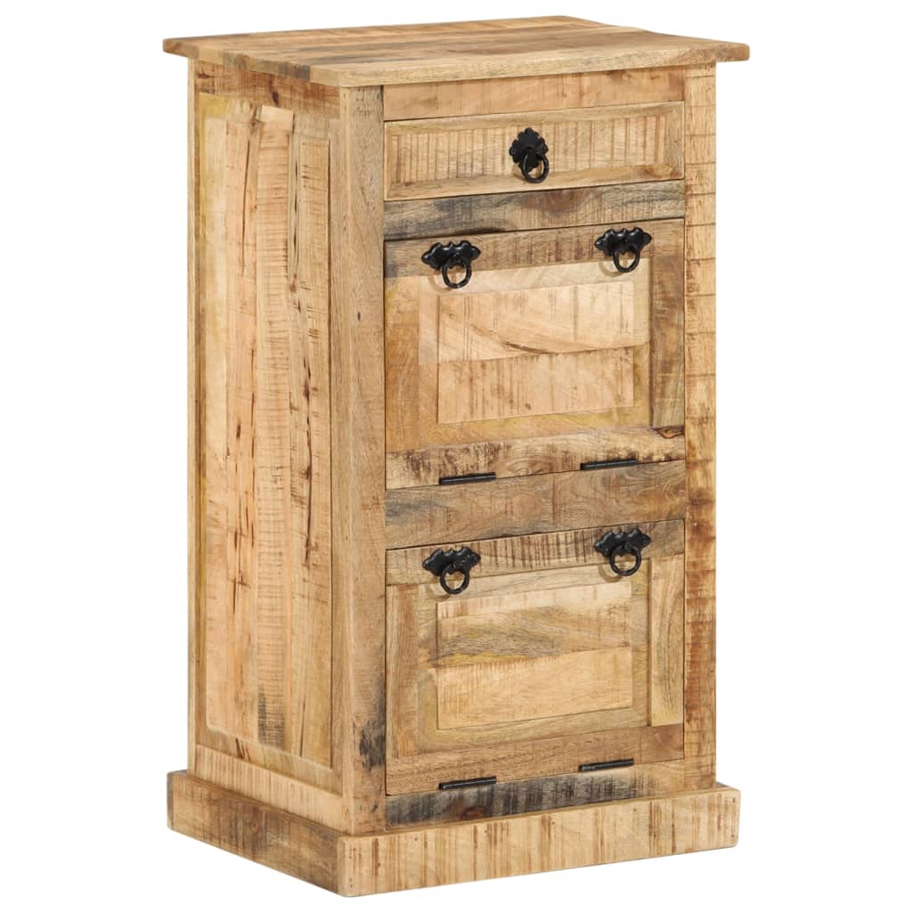 Scarpiera 4 Livelli con Cassetto Legno Massello di Mango Grezzo 328297