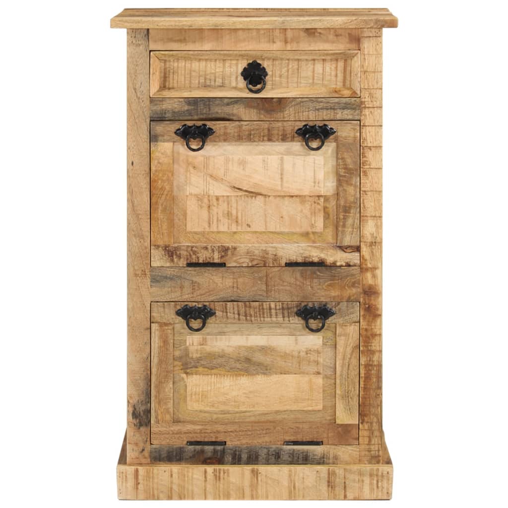 Scarpiera 4 Livelli con Cassetto Legno Massello di Mango Grezzo 328297