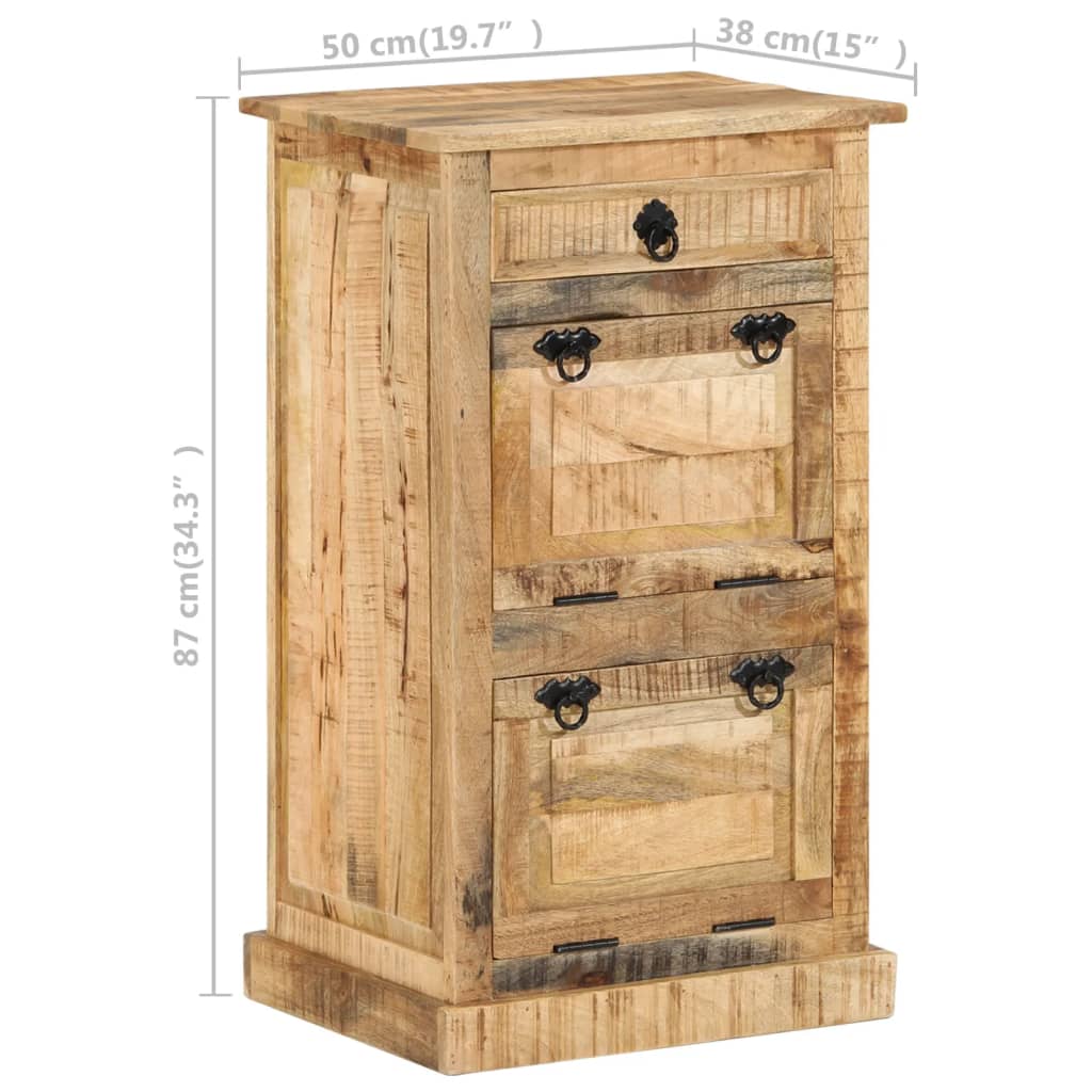 Scarpiera 4 Livelli con Cassetto Legno Massello di Mango Grezzo 328297