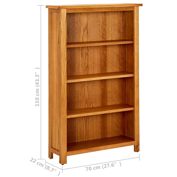 Libreria a 4 Ripiani 70x22x110 cm in Legno Massello di Rovere cod mxl 65872