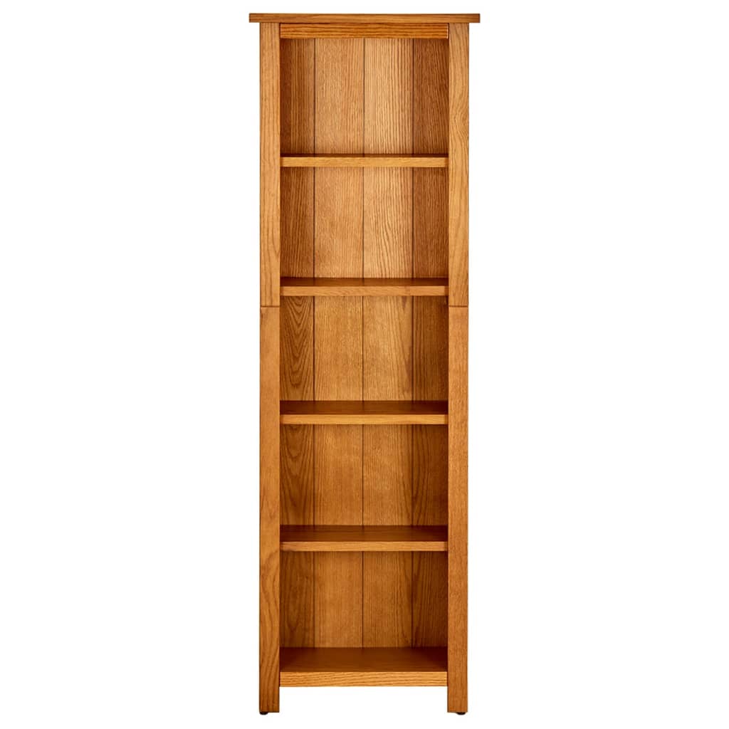 Libreria a 5 Ripiani 45x22x140 cm in Legno Massello di Rovere