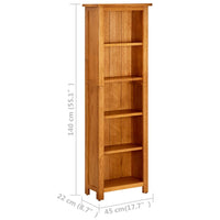 Libreria a 5 Ripiani 45x22x140 cm in Legno Massello di Rovere 331741