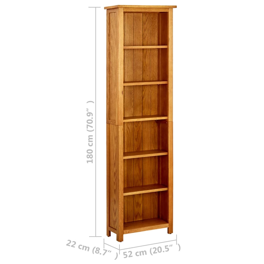 Libreria a 6 Ripiani 52x22x180 cm in Legno Massello di Rovere 331742