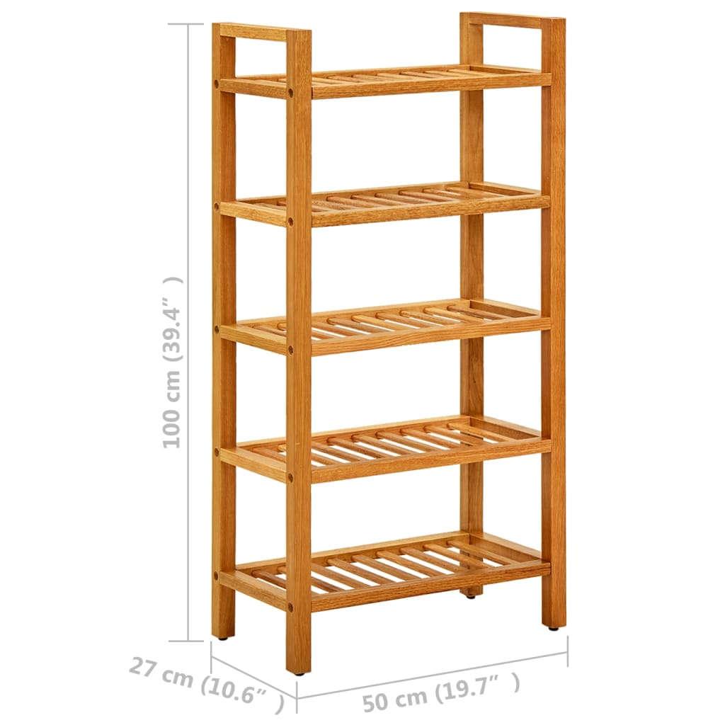 Scarpiera con 5 Ripiani 50x27x100cm in Legno Massello di Rovere 331747