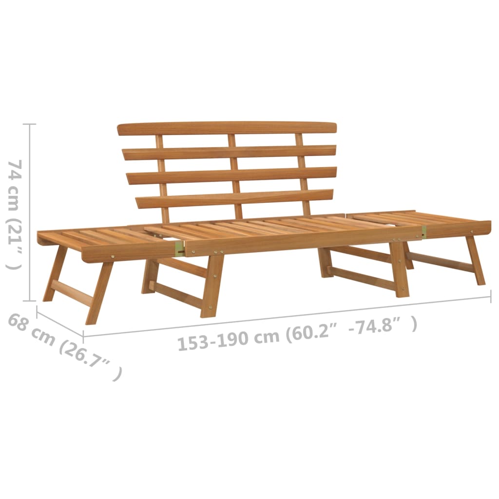 Panca da Giardino 2-in-1 190 cm in Legno Massello di Acacia  cod mxl 45663