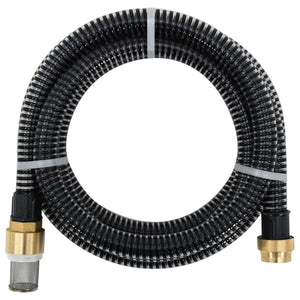 Tubo di Aspirazione con Raccordi in Ottone Nero 1,1" 25 m PVC 151068