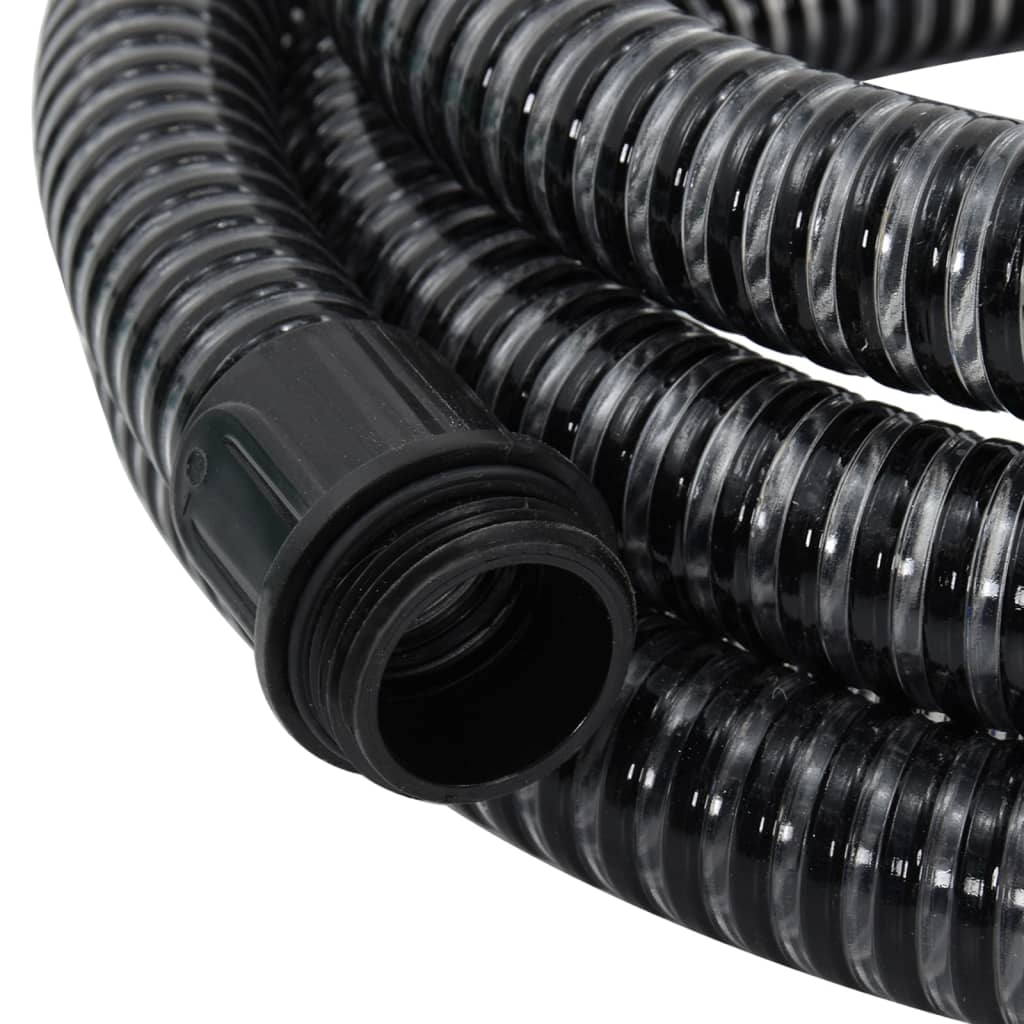 Tubo di Aspirazione con Raccordi in Ottone Nero 1,1" 25 m PVC 151068