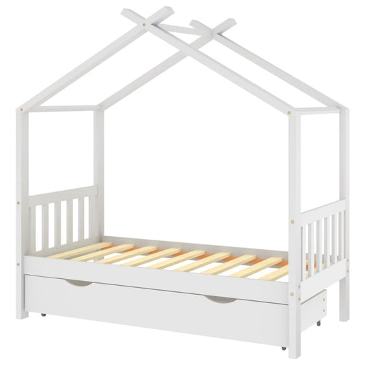 Giroletto Bambini con Cassetto Bianco Pino Massello 80x160 cm cod 8970