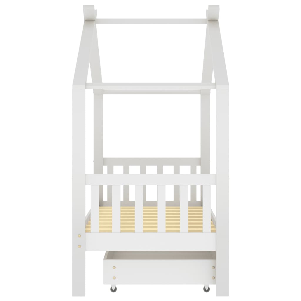 Giroletto Bambini con Cassetto Bianco Pino Massello 80x160 cm cod 8970