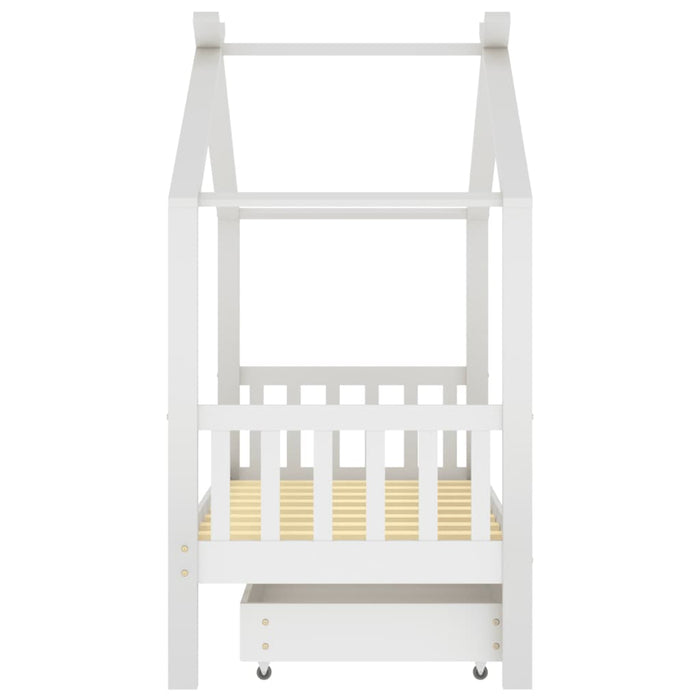 Giroletto Bambini con Cassetto Bianco Pino Massello 80x160 cm cod 8970