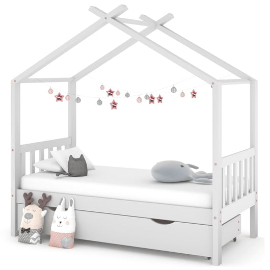 Giroletto Bambini con Cassetto Bianco Pino Massello 80x160 cm