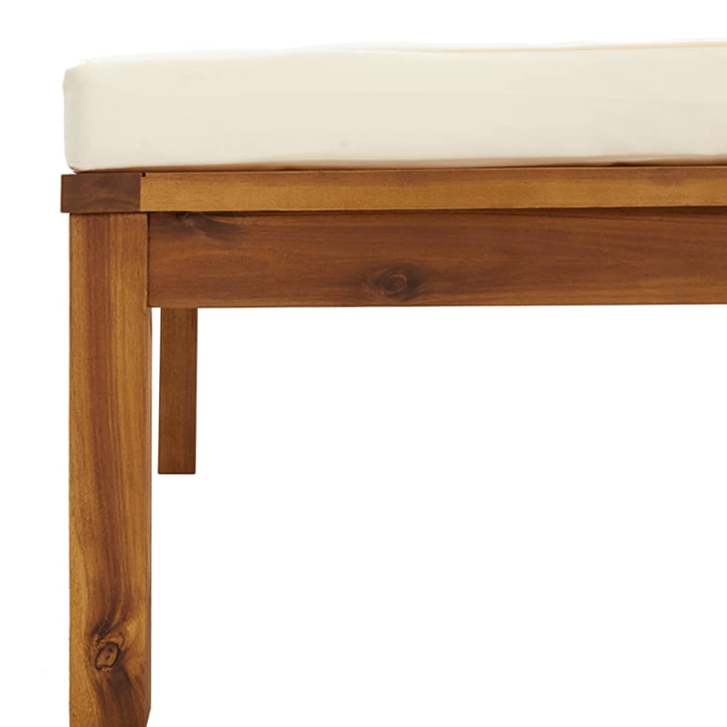 Poggiapiedi con Cuscino Bianco Crema in Massello d'Acacia cod mxl 56208