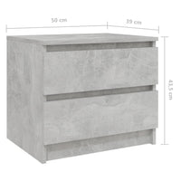 Comodino Grigio Cemento 50x39x43,5 cm in Truciolato cod mxl 41791