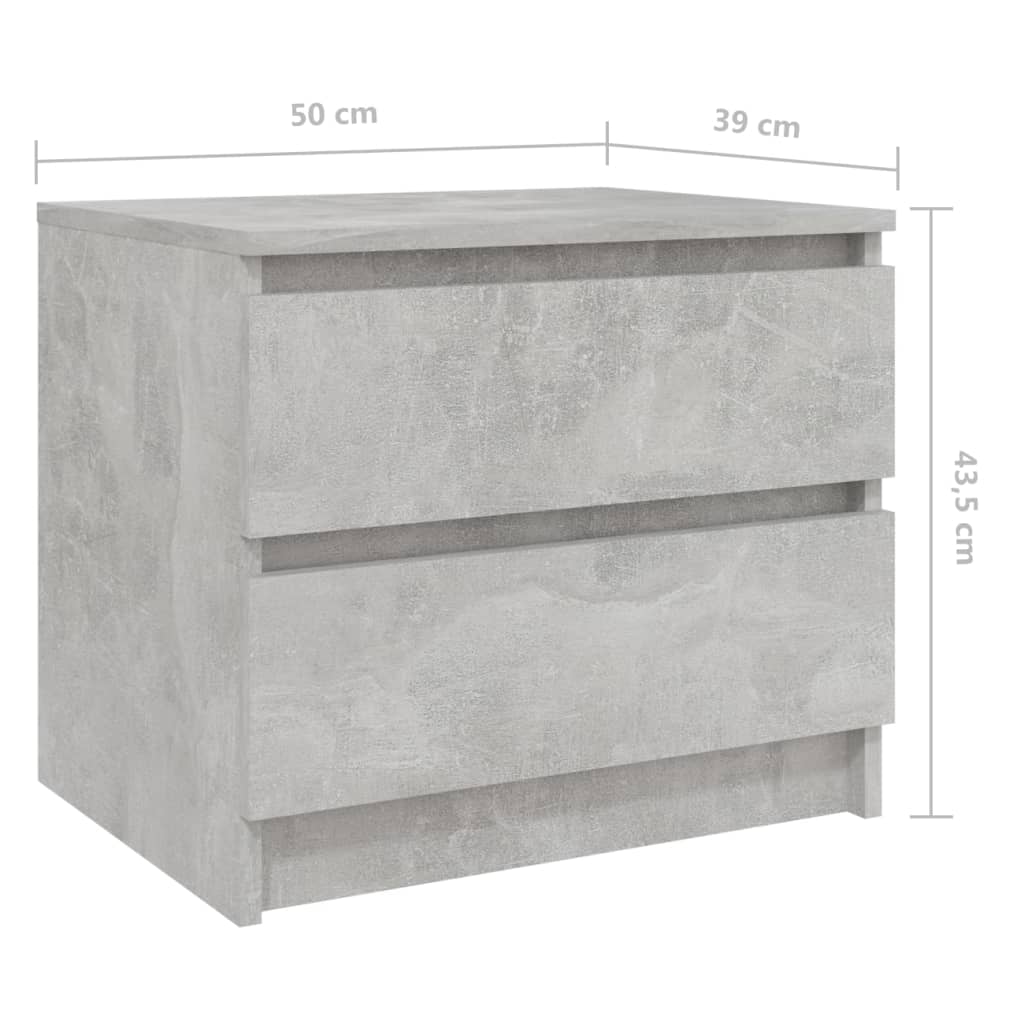 Comodini 2 pz Grigio Cemento 50x39x43,5 cm in Truciolato cod mxl 30848