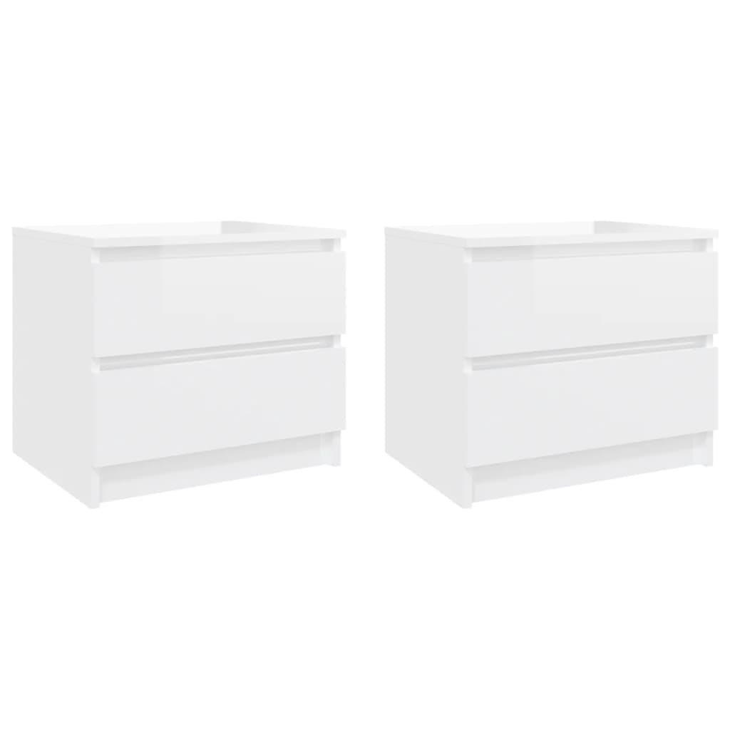 Comodini 2 pz Bianco Lucido 50x39x43,5 cm in Truciolato cod mxl 31311