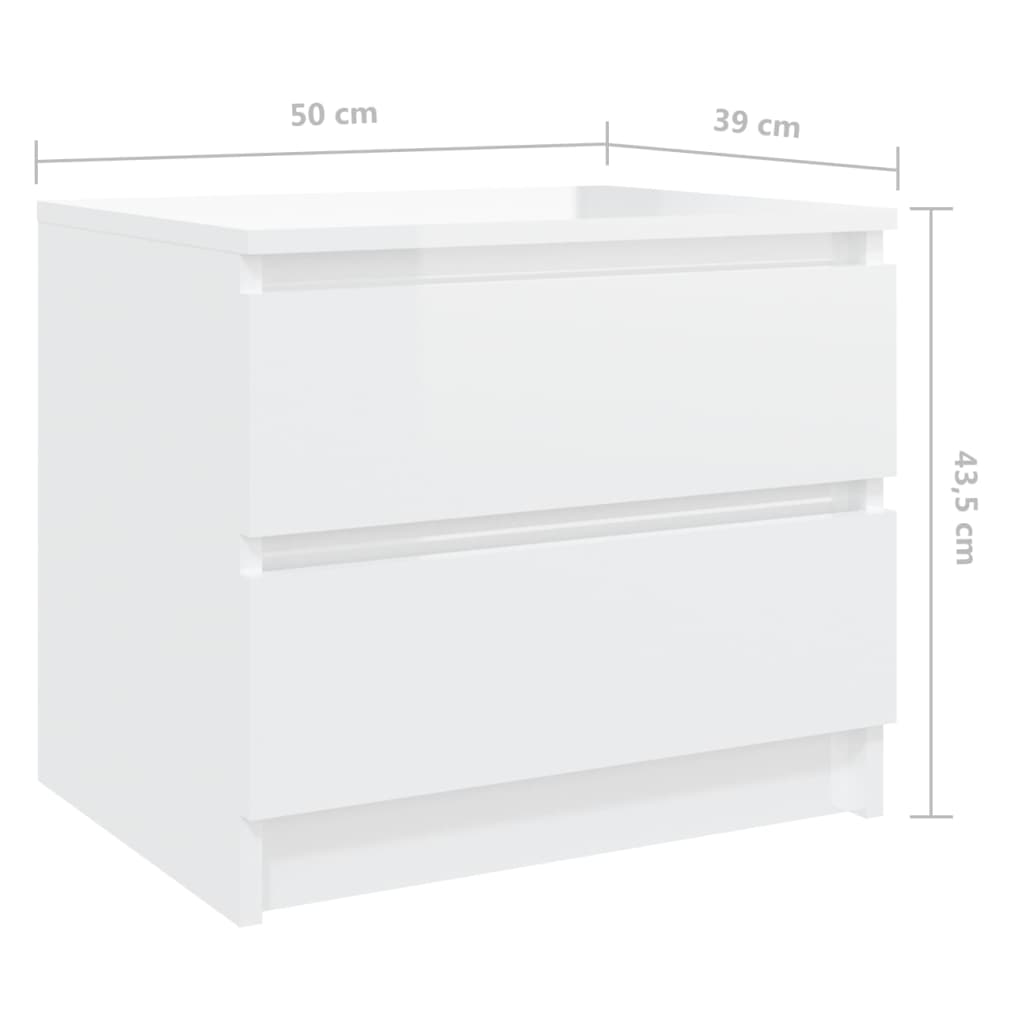 Comodini 2 pz Bianco Lucido 50x39x43,5 cm in Truciolato cod mxl 31311