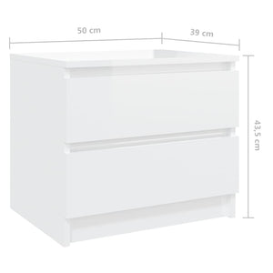 Comodini 2 pz Bianco Lucido 50x39x43,5 cm in Truciolato cod mxl 31311