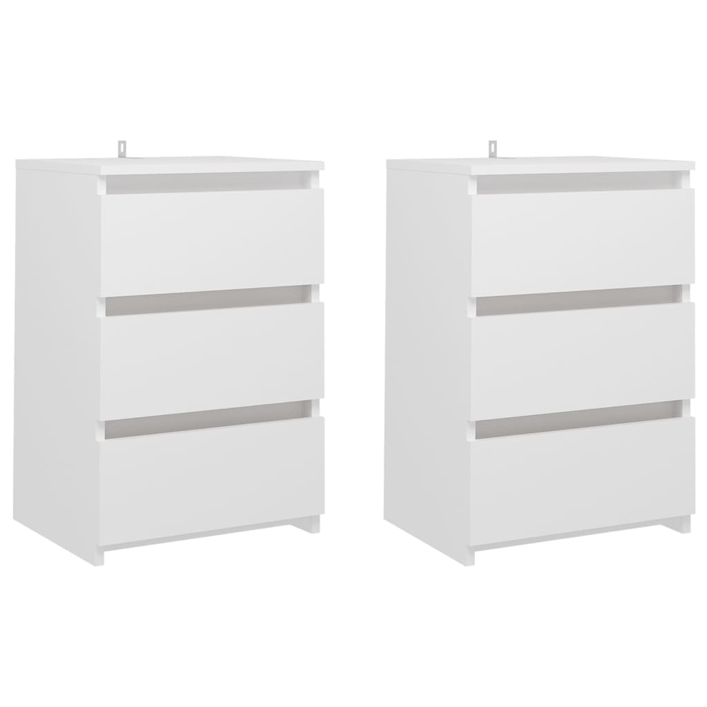 Comodini 2 pz Bianco Lucido 40x35x62,5 cm in Truciolato 806212