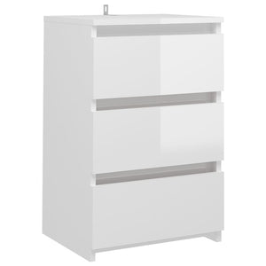 Comodino Bianco Lucido 40x35x62,5 cm in Truciolato 806223