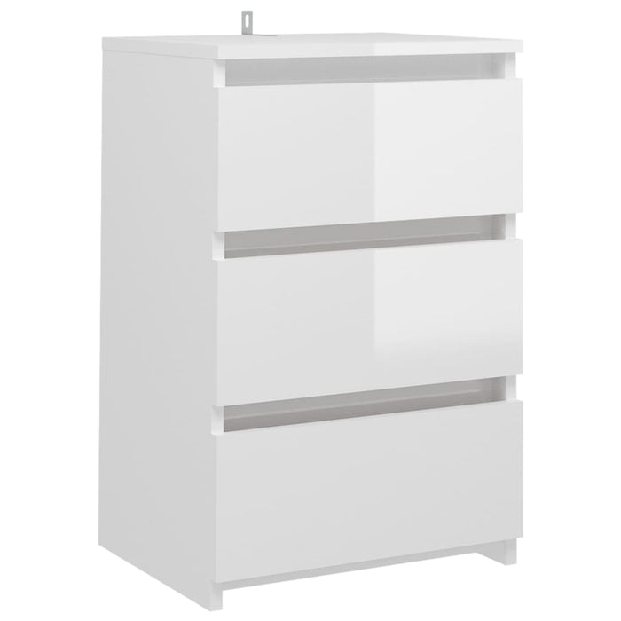 Comodino Bianco Lucido 40x35x62,5 cm in Truciolato 806223